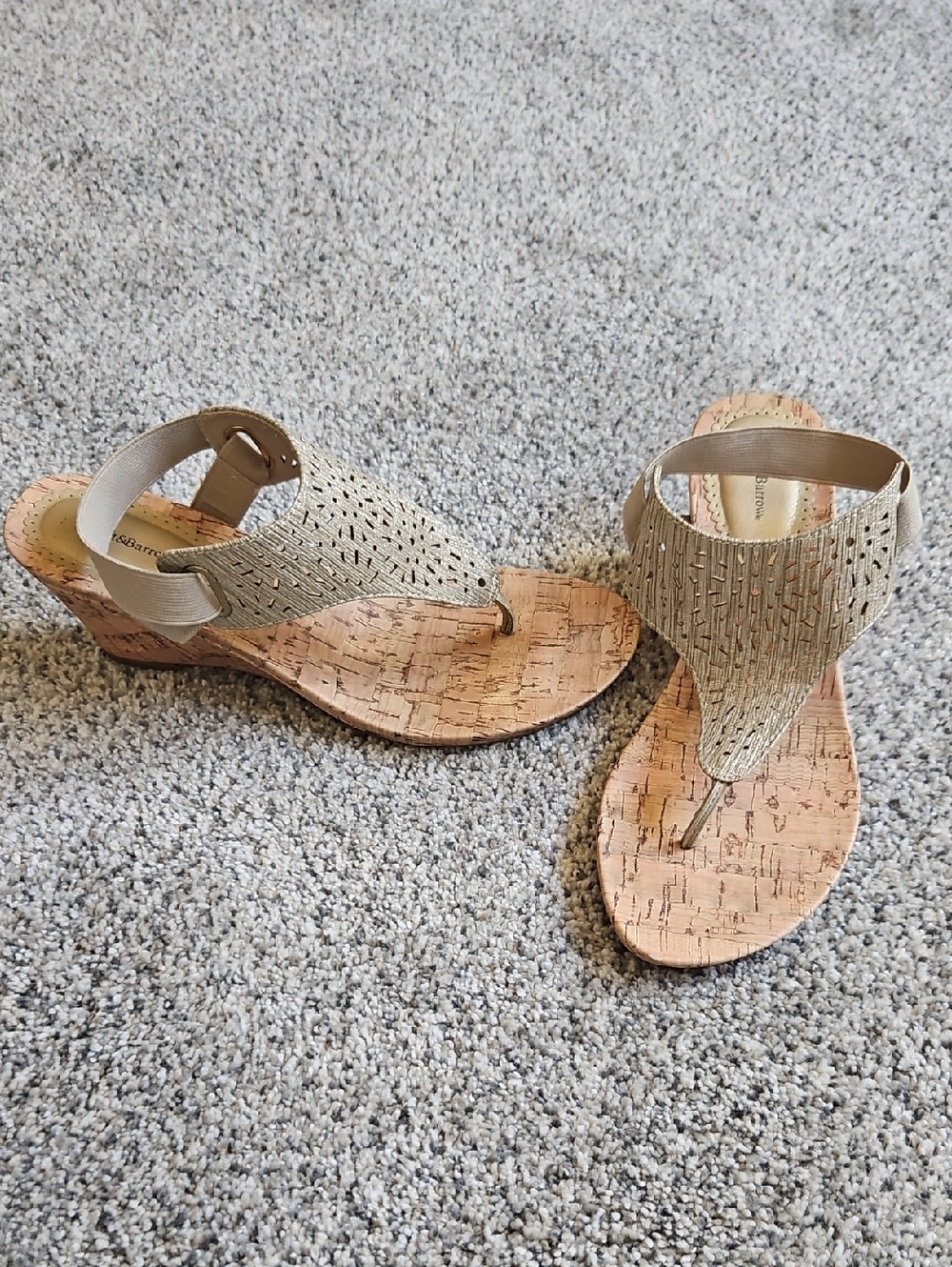 Women's Metallic Gold Cork Thong Sandals
